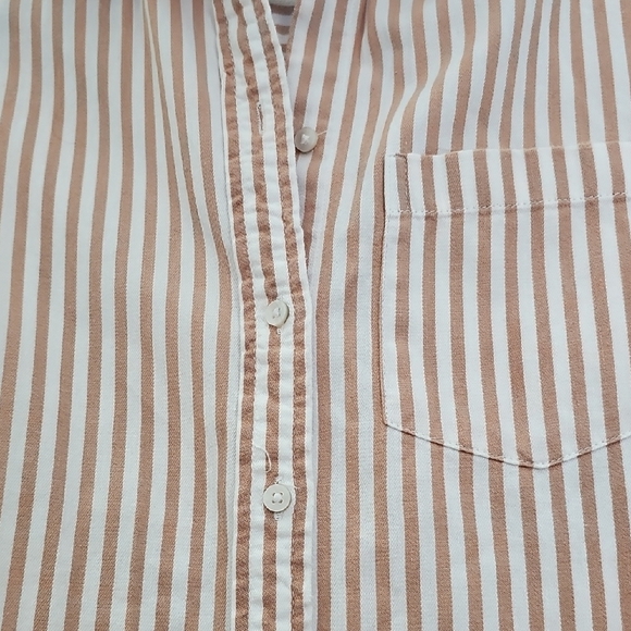 Aerie Striped Button Down Shirt - Pink and White Size S/P - Picture 5 of 7